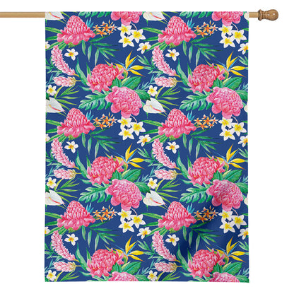 Watercolor Chrysanthemum Pattern Print House Flag