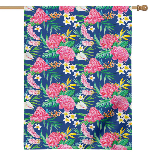 Watercolor Chrysanthemum Pattern Print House Flag