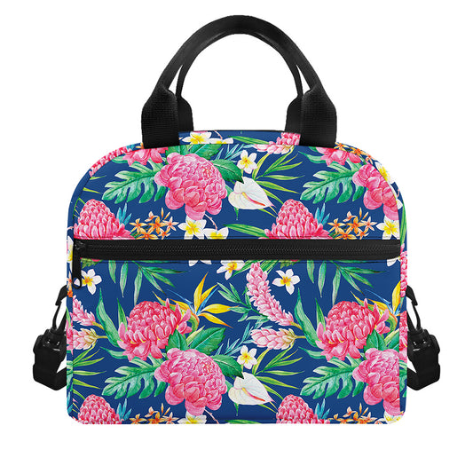 Watercolor Chrysanthemum Pattern Print Insulated Lunch Bag