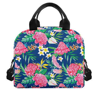 Watercolor Chrysanthemum Pattern Print Insulated Lunch Bag