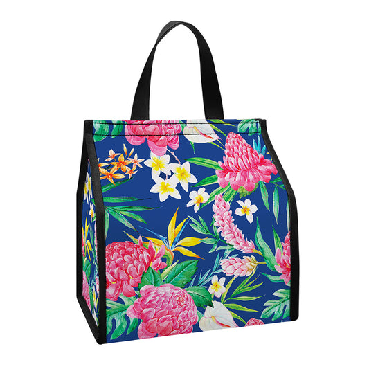 Watercolor Chrysanthemum Pattern Print Insulated Lunch Tote