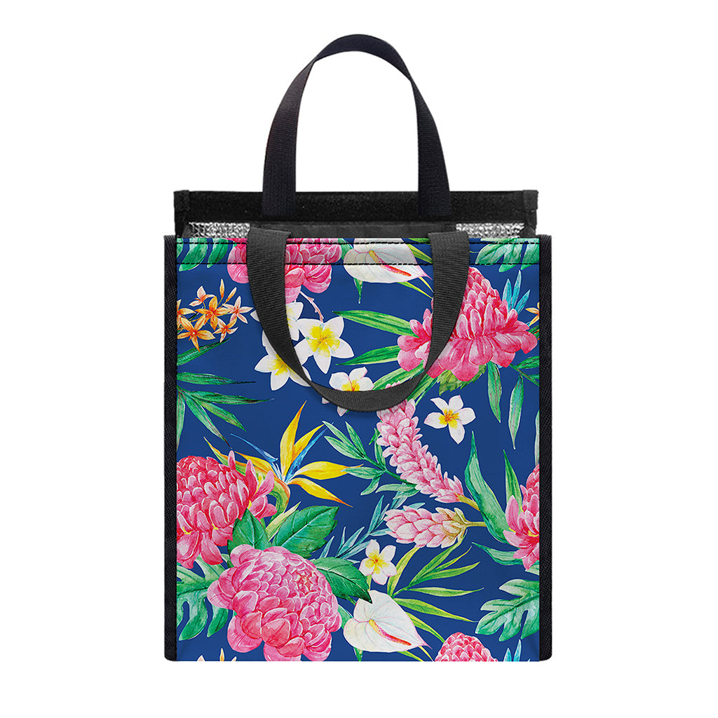 Watercolor Chrysanthemum Pattern Print Insulated Lunch Tote