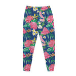 Watercolor Chrysanthemum Pattern Print Jogger Pants