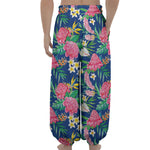 Watercolor Chrysanthemum Pattern Print Lantern Pants