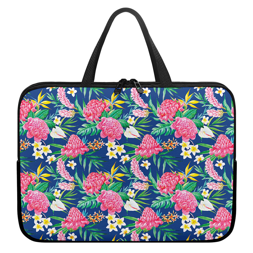 Watercolor Chrysanthemum Pattern Print Laptop Sleeve With Handle