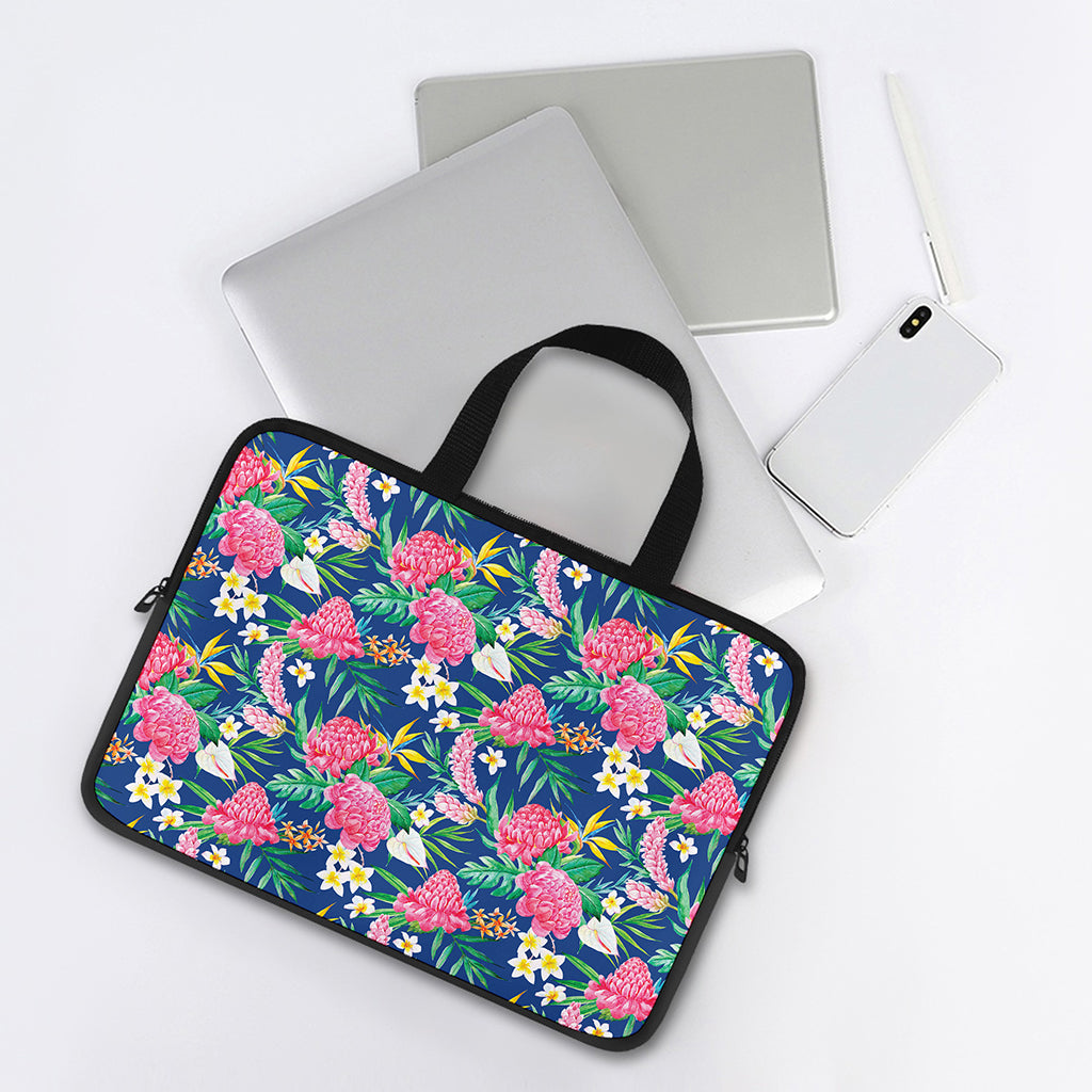 Watercolor Chrysanthemum Pattern Print Laptop Sleeve With Handle