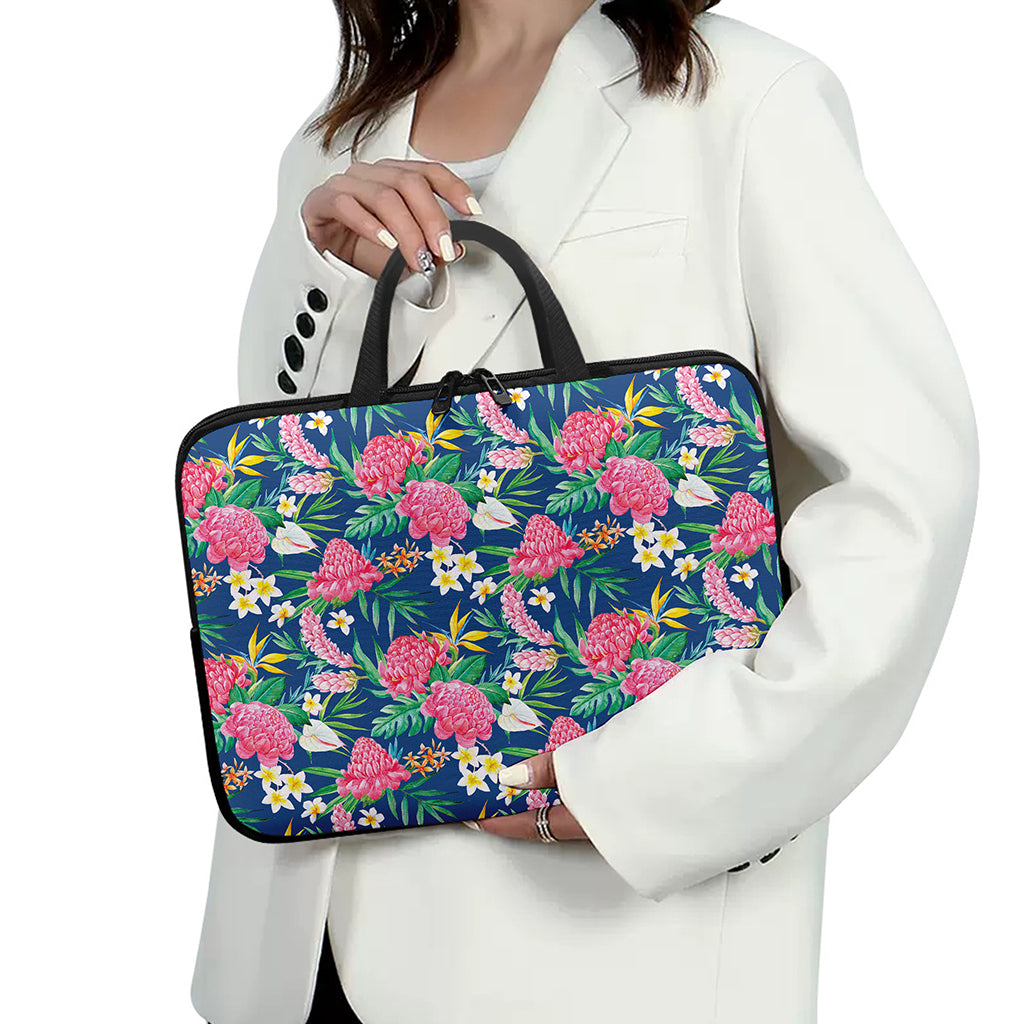 Watercolor Chrysanthemum Pattern Print Laptop Sleeve With Handle