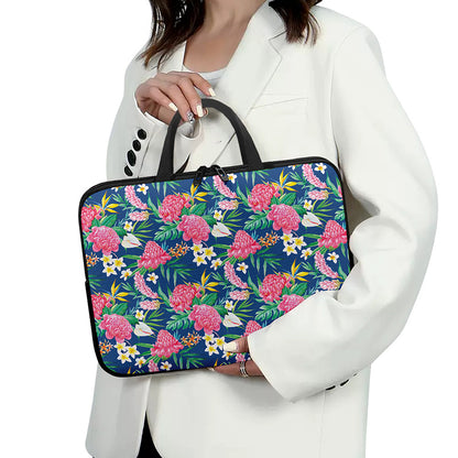 Watercolor Chrysanthemum Pattern Print Laptop Sleeve With Handle