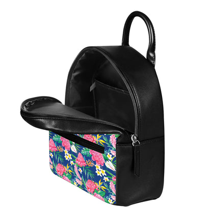 Watercolor Chrysanthemum Pattern Print Leather Backpack