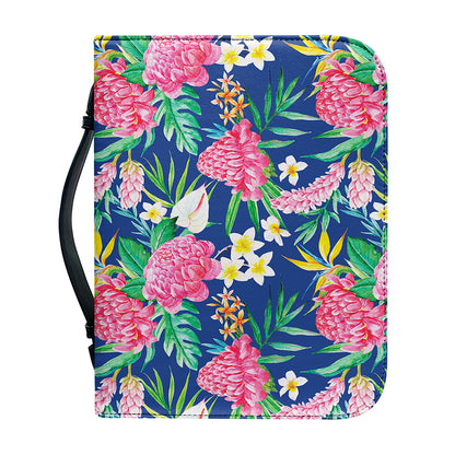 Watercolor Chrysanthemum Pattern Print Leather Bible Cover