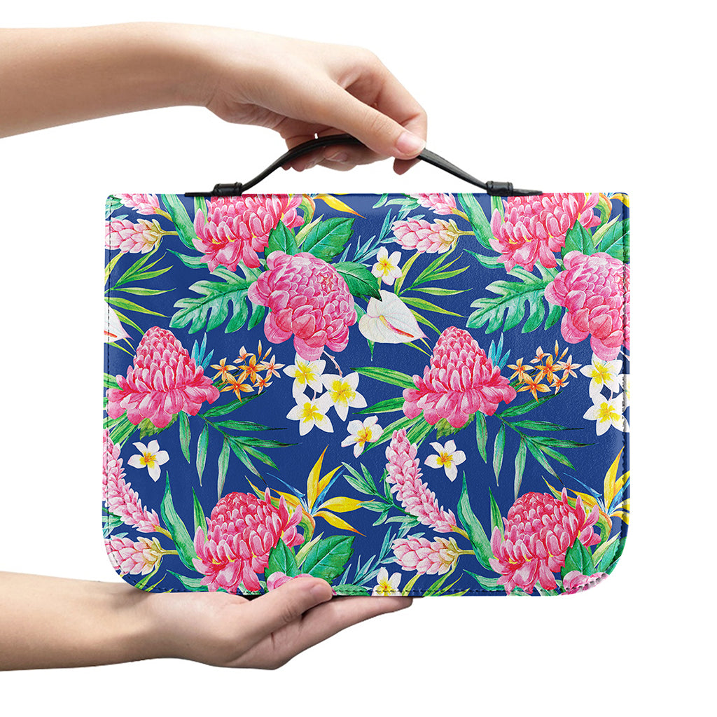 Watercolor Chrysanthemum Pattern Print Leather Bible Cover