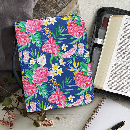 Watercolor Chrysanthemum Pattern Print Leather Bible Cover