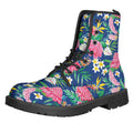 Watercolor Chrysanthemum Pattern Print Lace-Up Boots