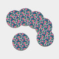 Watercolor Chrysanthemum Pattern Print Leather Coaster Set