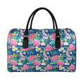 Watercolor Chrysanthemum Pattern Print Leather Duffel Bag