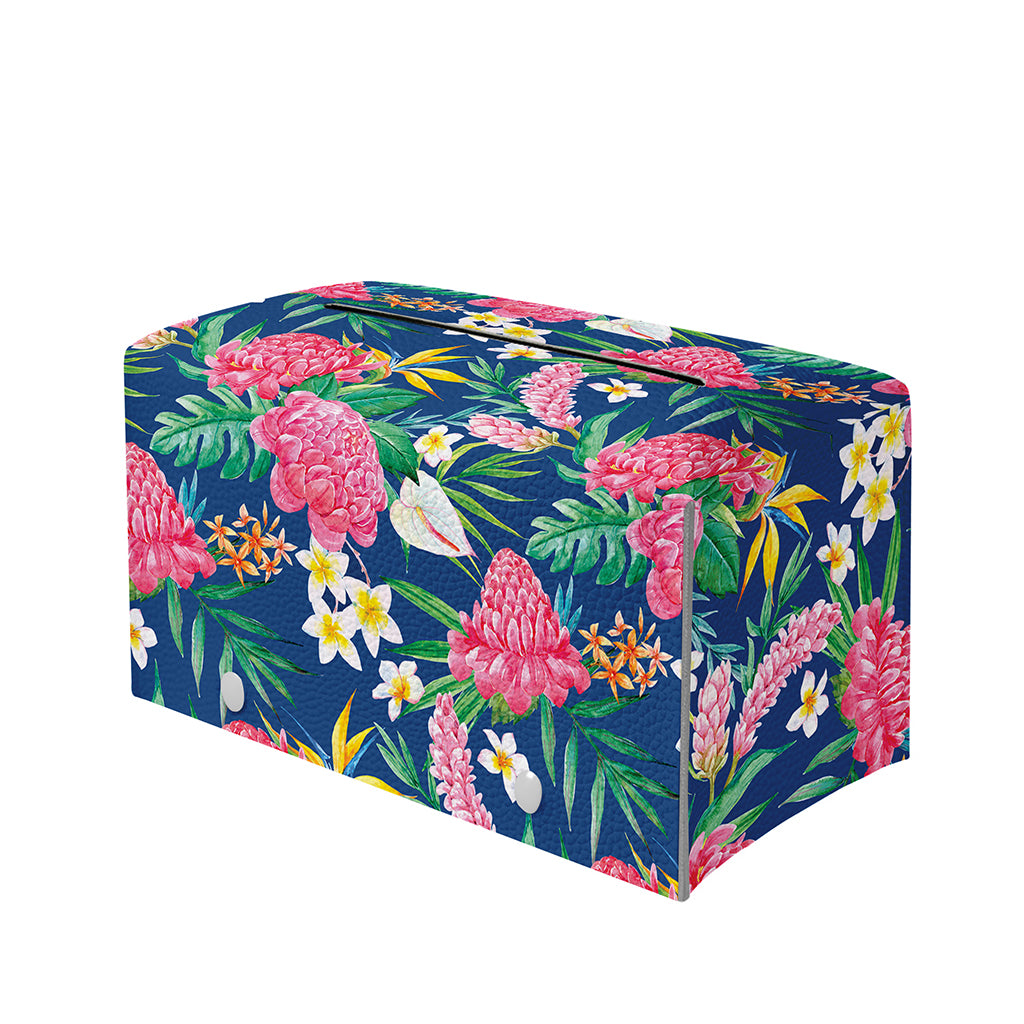 Watercolor Chrysanthemum Pattern Print Leather Tissue Box Cover