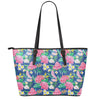 Watercolor Chrysanthemum Pattern Print Leather Tote Bag