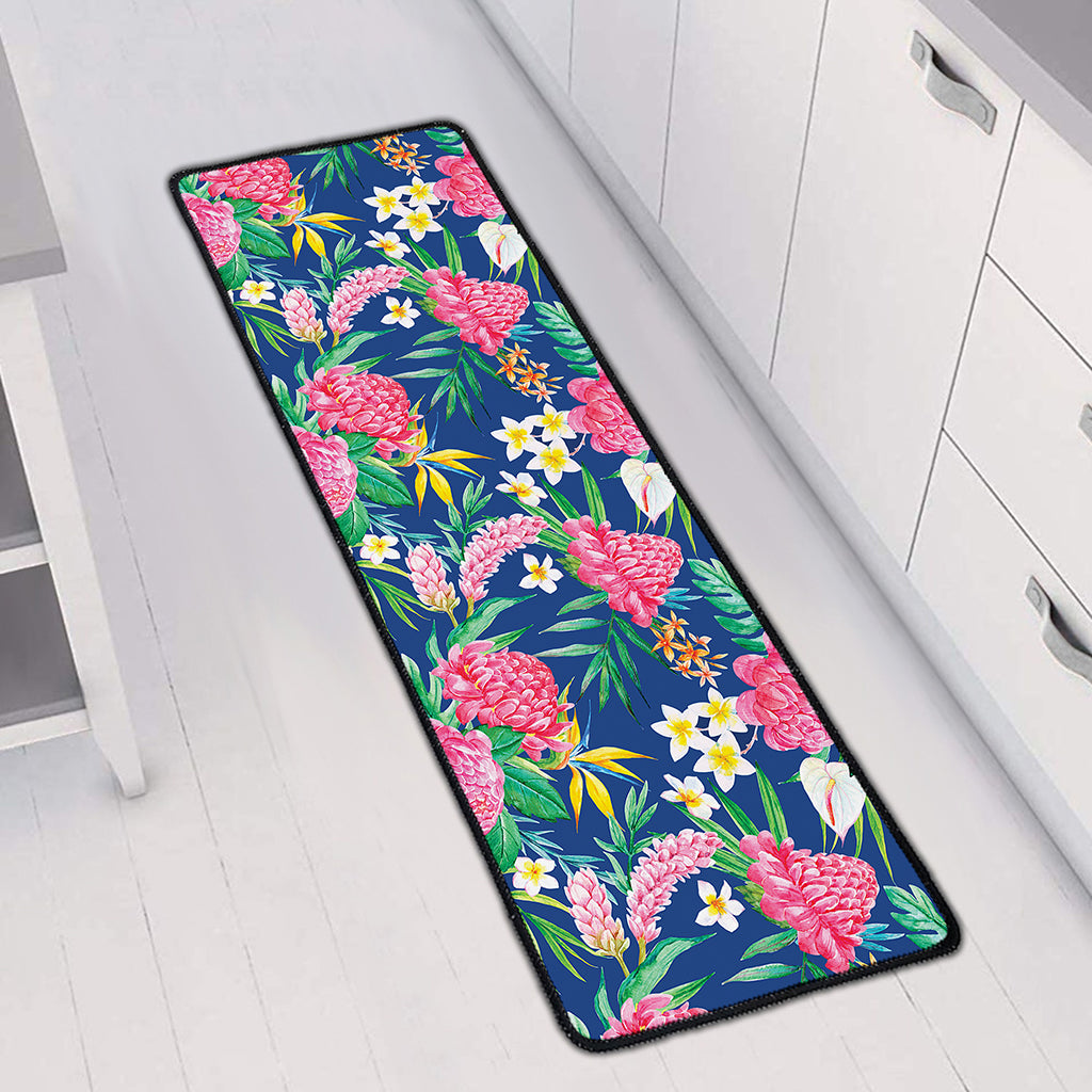 Watercolor Chrysanthemum Pattern Print Long Kitchen Mat