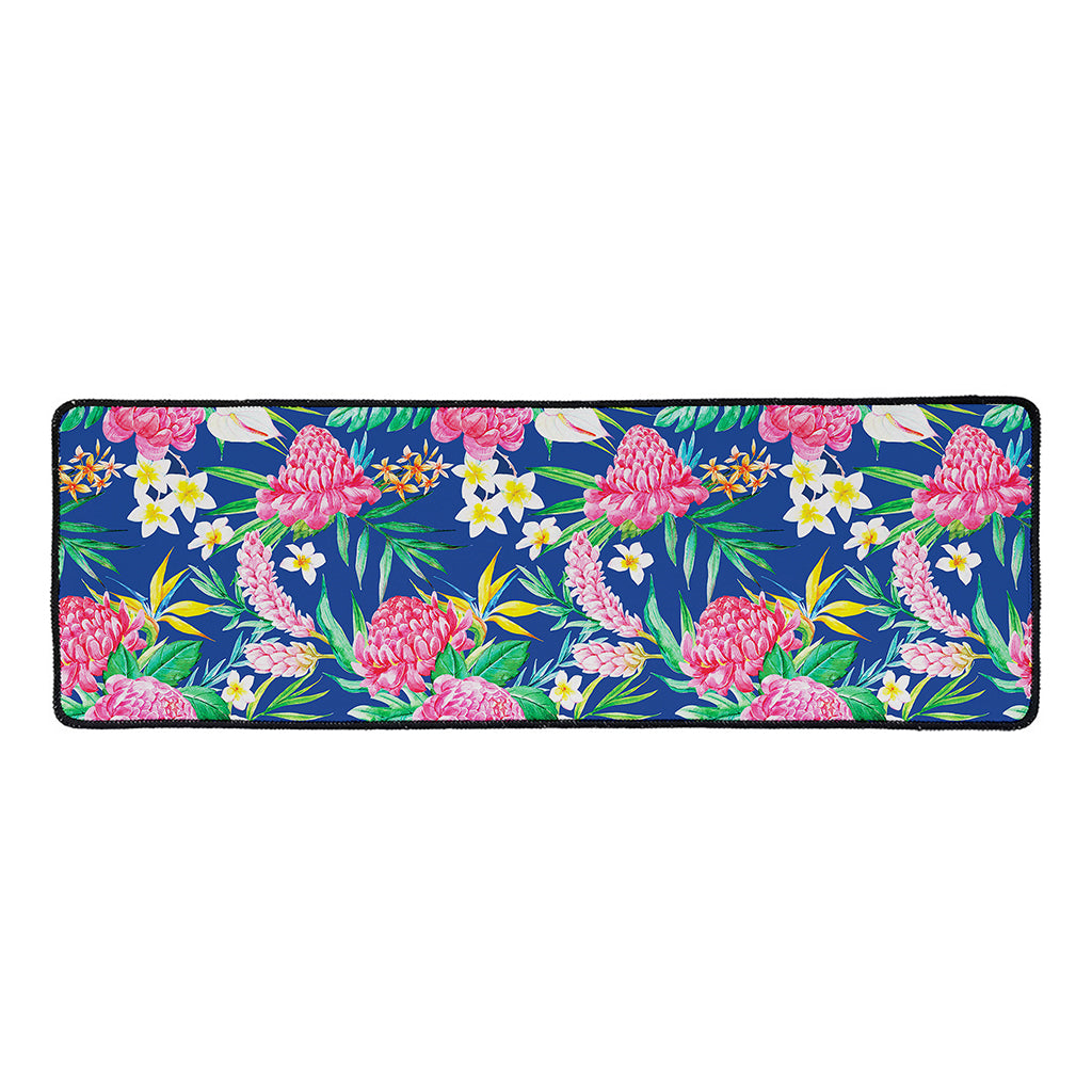 Watercolor Chrysanthemum Pattern Print Long Kitchen Mat