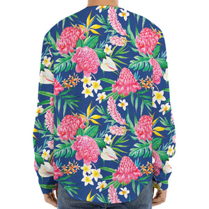 Watercolor Chrysanthemum Pattern Print Long Sleeve Baseball Jersey