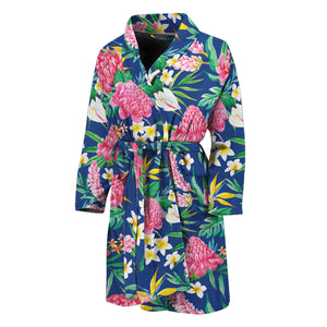 Watercolor Chrysanthemum Pattern Print Men's Bathrobe