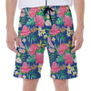 Watercolor Chrysanthemum Pattern Print Men's Beach Shorts