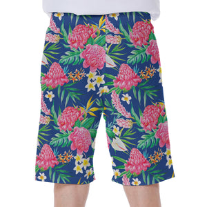 Watercolor Chrysanthemum Pattern Print Men's Beach Shorts