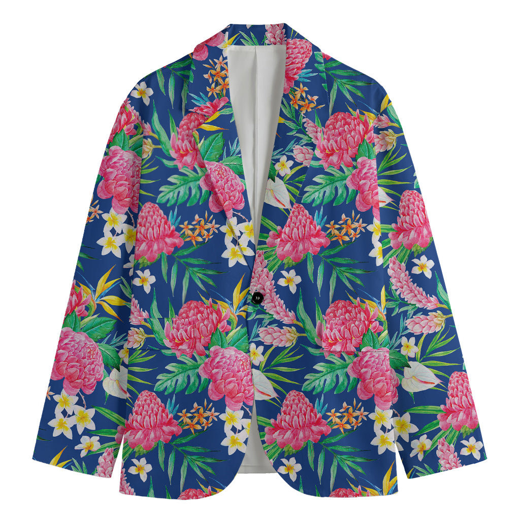 Watercolor Chrysanthemum Pattern Print Men's Blazer