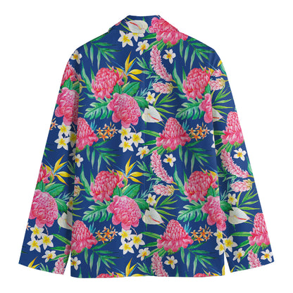 Watercolor Chrysanthemum Pattern Print Men's Blazer