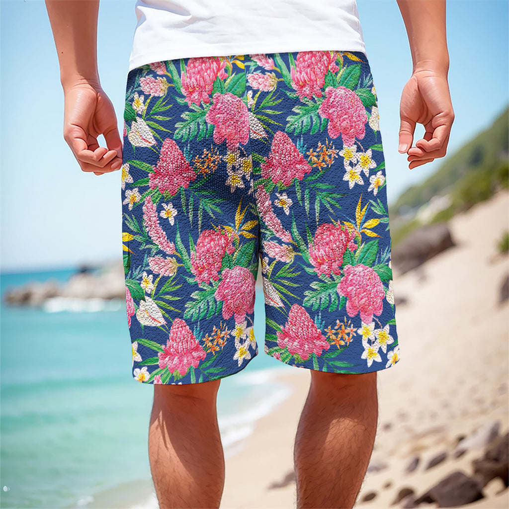 Watercolor Chrysanthemum Pattern Print Men's Cargo Shorts