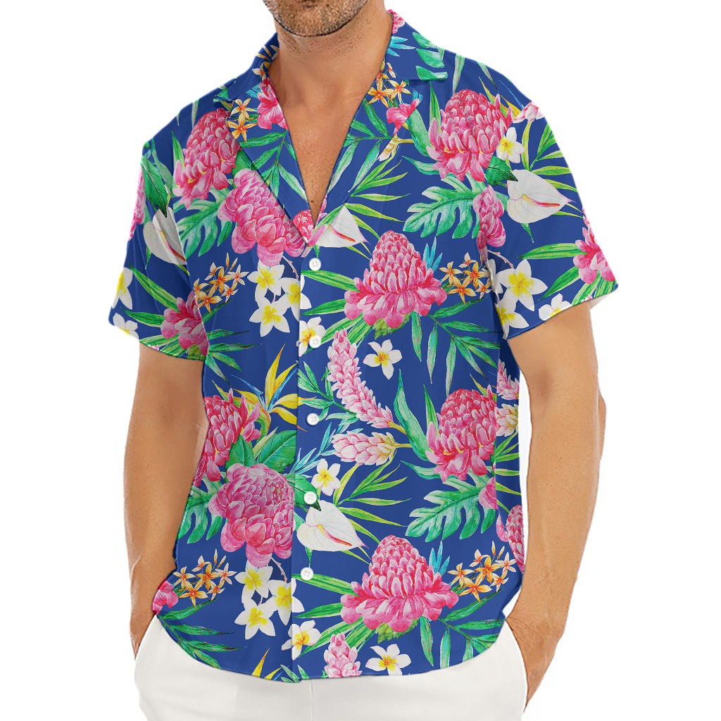 Watercolor Chrysanthemum Pattern Print Men's Deep V-Neck Shirt