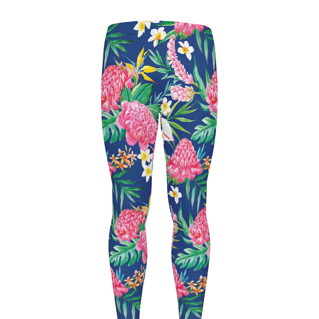 Watercolor Chrysanthemum Pattern Print Men's leggings