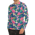 Watercolor Chrysanthemum Pattern Print Men's Long Sleeve Rash Guard