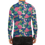 Watercolor Chrysanthemum Pattern Print Men's Long Sleeve Rash Guard