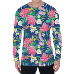 Watercolor Chrysanthemum Pattern Print Men's Long Sleeve T-Shirt