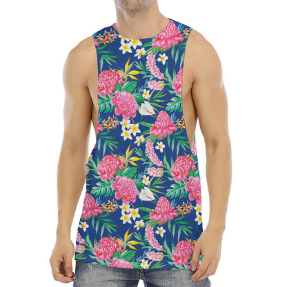 Watercolor Chrysanthemum Pattern Print Men's Muscle Tank Top