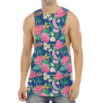 Watercolor Chrysanthemum Pattern Print Men's Muscle Tank Top