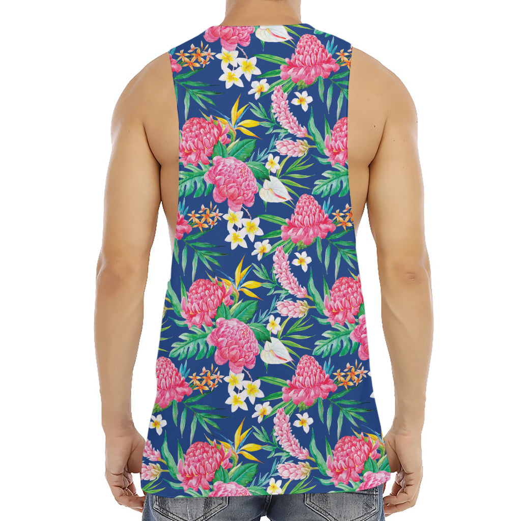 Watercolor Chrysanthemum Pattern Print Men's Muscle Tank Top