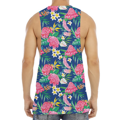 Watercolor Chrysanthemum Pattern Print Men's Muscle Tank Top
