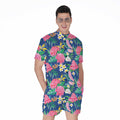 Watercolor Chrysanthemum Pattern Print Men's Romper