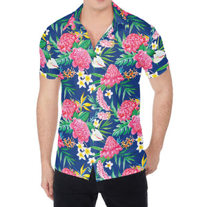 Watercolor Chrysanthemum Pattern Print Men's Shirt