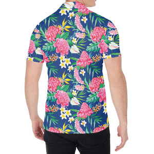 Watercolor Chrysanthemum Pattern Print Men's Shirt