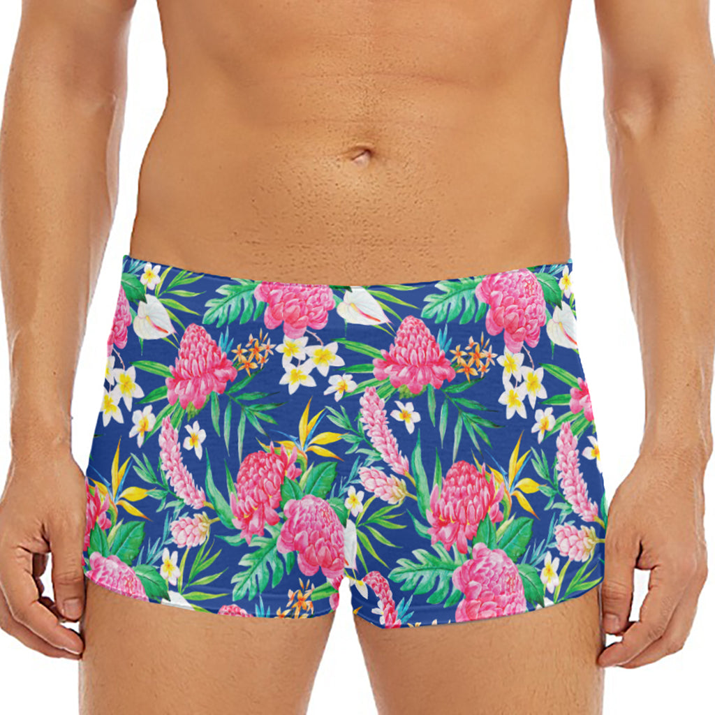 Watercolor Chrysanthemum Pattern Print Men's Short Boxer Briefs