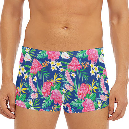 Watercolor Chrysanthemum Pattern Print Men's Short Boxer Briefs