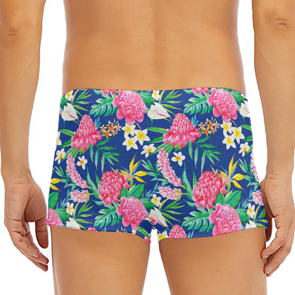Watercolor Chrysanthemum Pattern Print Men's Short Boxer Briefs