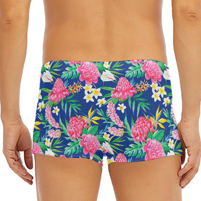 Watercolor Chrysanthemum Pattern Print Men's Short Boxer Briefs