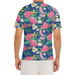 Watercolor Chrysanthemum Pattern Print Men's Short Sleeve Rash Guard