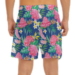 Watercolor Chrysanthemum Pattern Print Men's Split Running Shorts