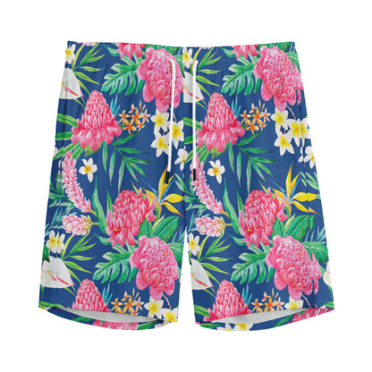 Watercolor Chrysanthemum Pattern Print Men's Sports Shorts