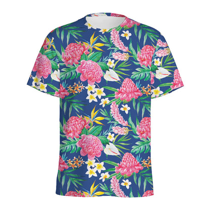 Watercolor Chrysanthemum Pattern Print Men's Sports T-Shirt